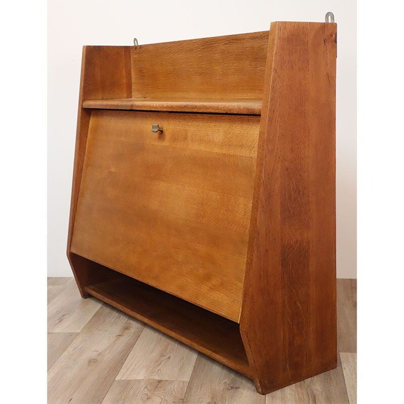 Vintage oakwood wall secretary, 1950