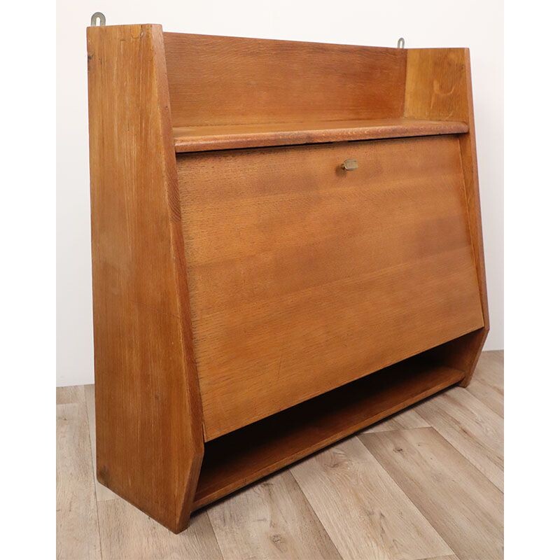 Vintage oakwood wall secretary, 1950