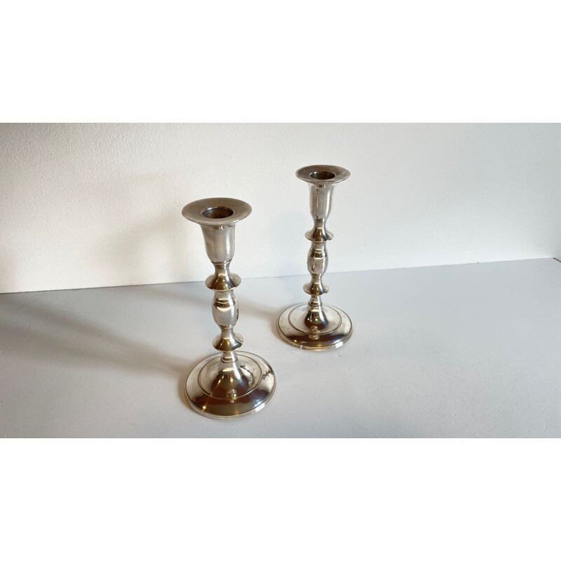 Pair of vintage silver plated candle holders