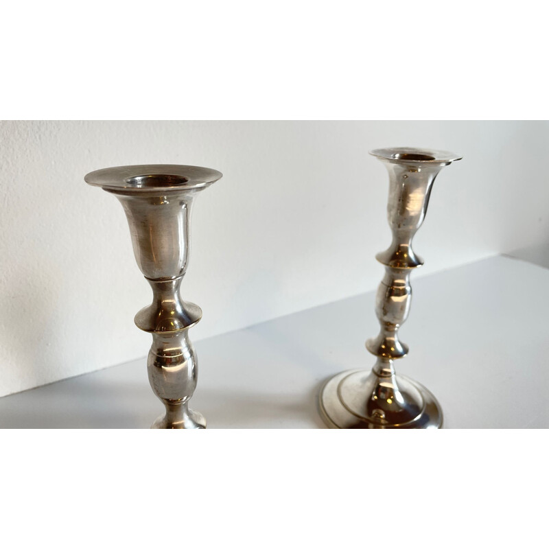 Pair of vintage silver plated candle holders