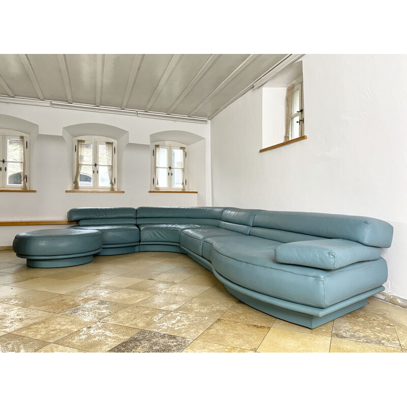 Modular vintage sofa "Golf" in leather by Hans Hopfer for Wiener Werkstatte, Austria 1975