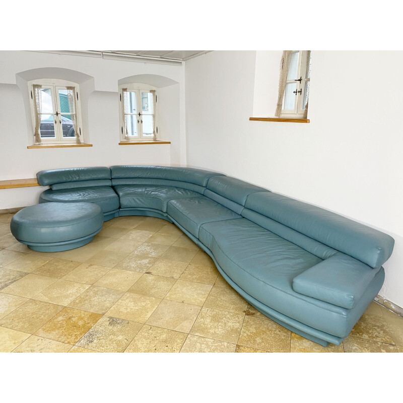 Modular vintage sofa "Golf" in leather by Hans Hopfer for Wiener Werkstatte, Austria 1975