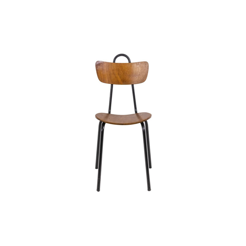 Satz von 4 Vintage-Stühlen aus Holz und Metall, 1950
