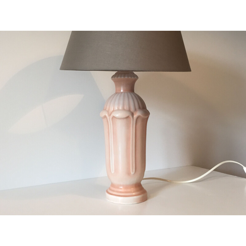 Vintage pink ceramic lamp, 1930