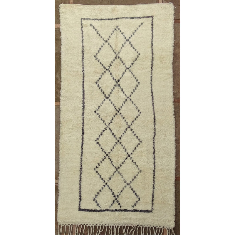 Tapis vintage berbére en laine naturelle, Maroc