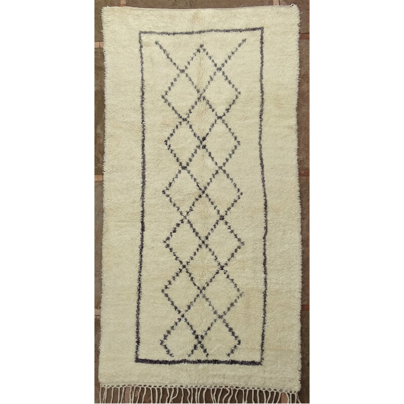 Vintage Berber tapijt in natuurlijke wol, Marokko