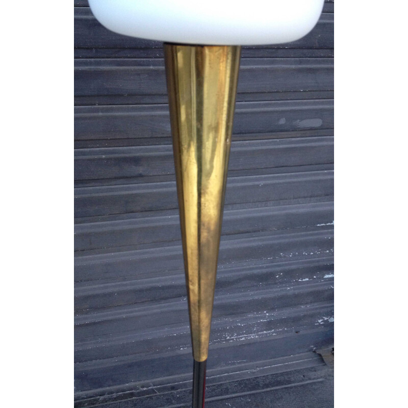 Floor lamp in black metal and brass - 1950s