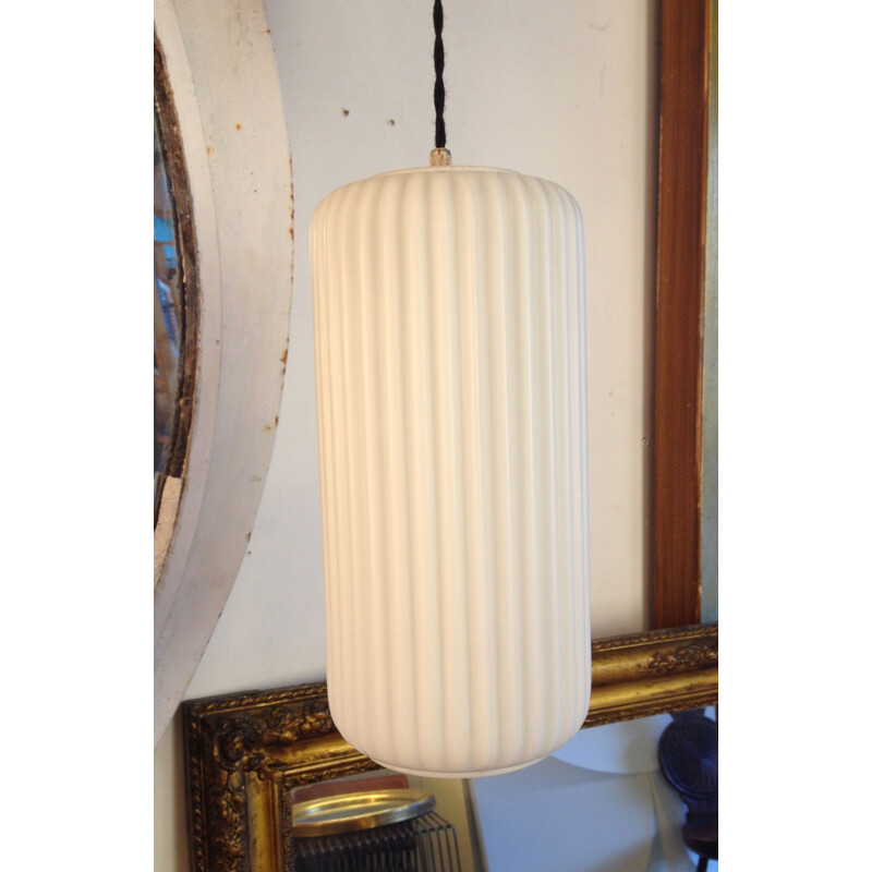 Suspension in opaline and brass - 1950s