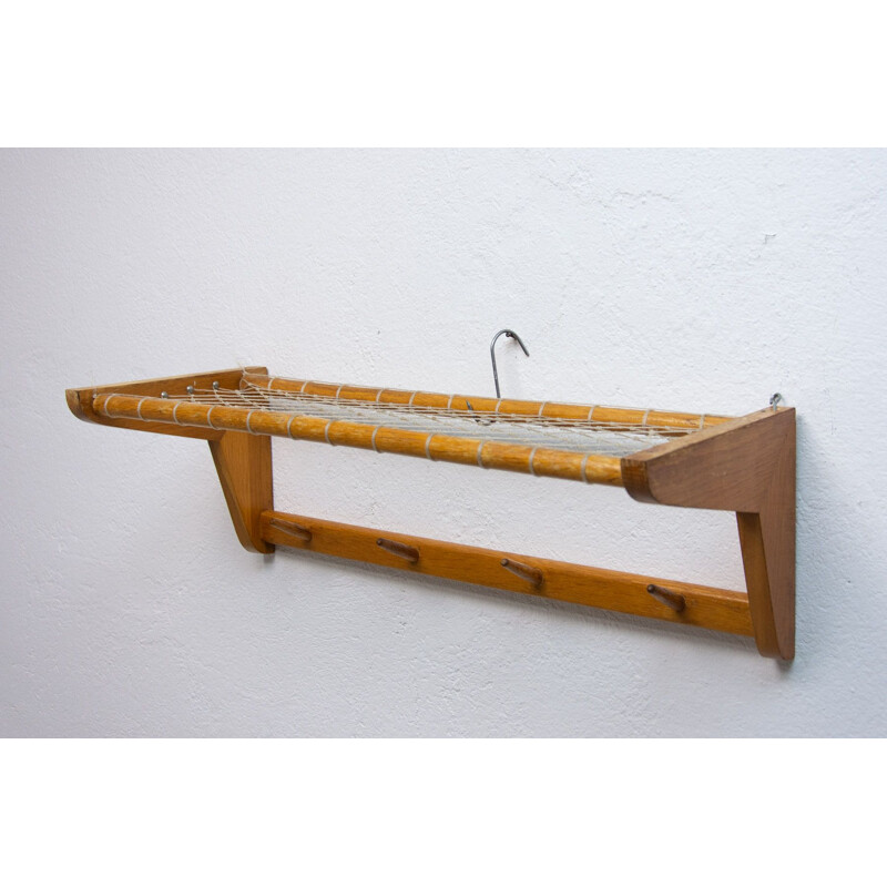 Vintage wall shelf in beech wood by Krásná Jizba, Czechoslovakia 1960