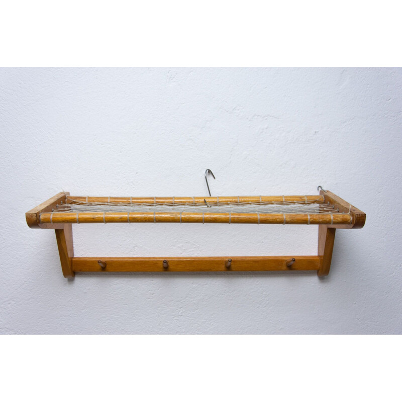 Vintage wall shelf in beech wood by Krásná Jizba, Czechoslovakia 1960