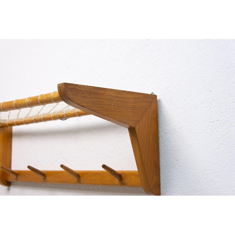 Vintage wall shelf in beech wood by Krásná Jizba, Czechoslovakia 1960