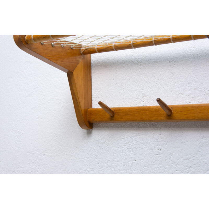 Vintage wall shelf in beech wood by Krásná Jizba, Czechoslovakia 1960