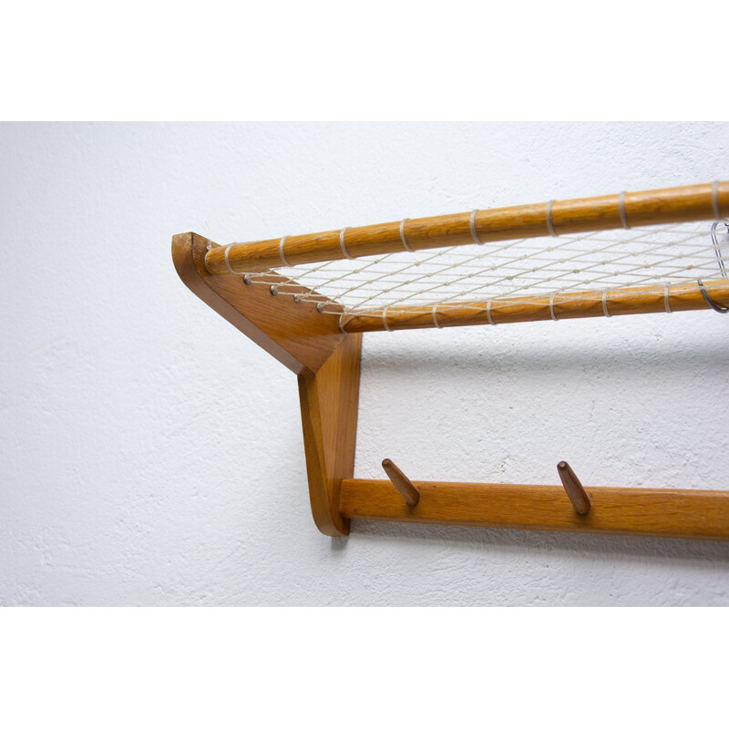 Vintage wall shelf in beech wood by Krásná Jizba, Czechoslovakia 1960