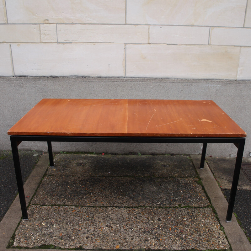Vintage mahogany veneer table by Gérard Guermonprez for Magnani
