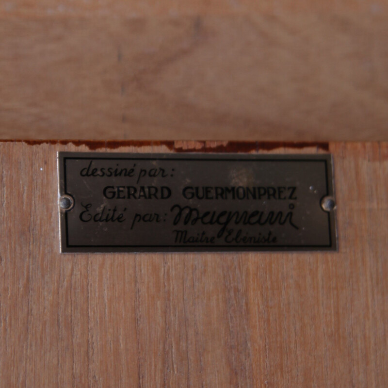 Mesa vintage de chapa de caoba de Gérard Guermonprez para Magnani
