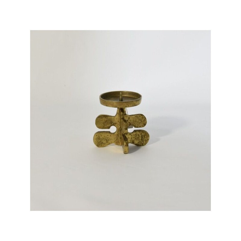 Vintage Brutalist bronze candlestick by Guiseppe Gallo, Italy 1960