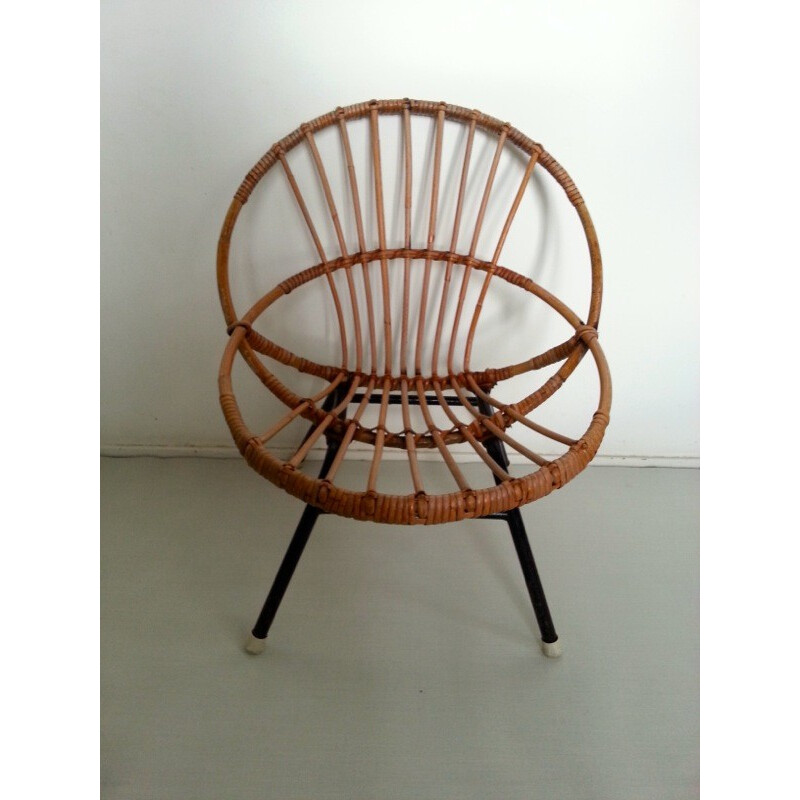 Small Rohé Noordwolde rattan chair - 1960s 