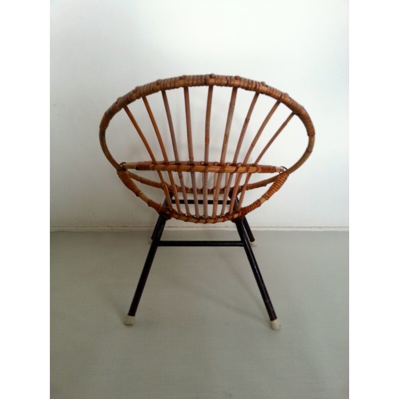 Small Rohé Noordwolde rattan chair - 1960s 