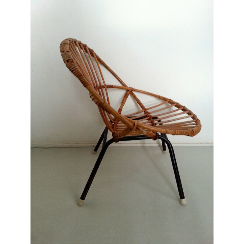 Small Rohé Noordwolde rattan chair - 1960s 