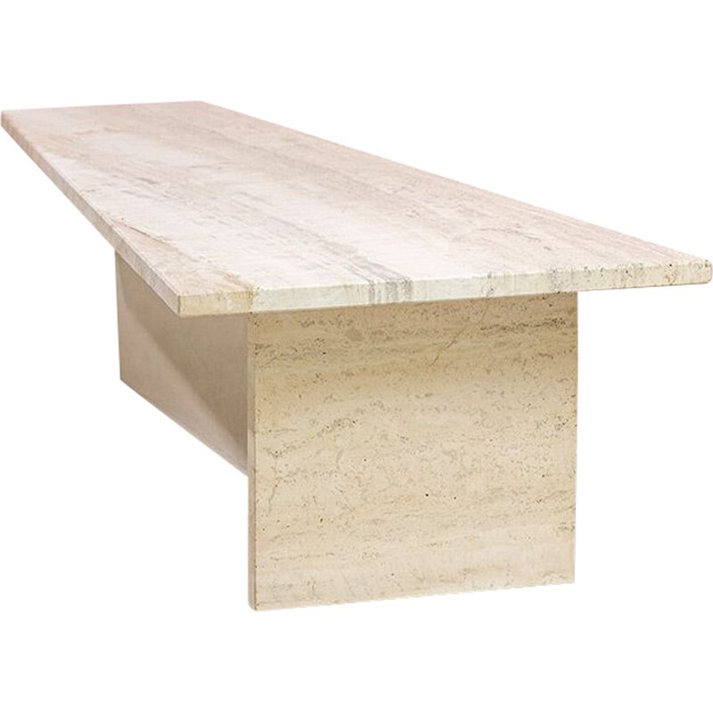 Vintage trapezoidal travertine architectural coffee table, 1970