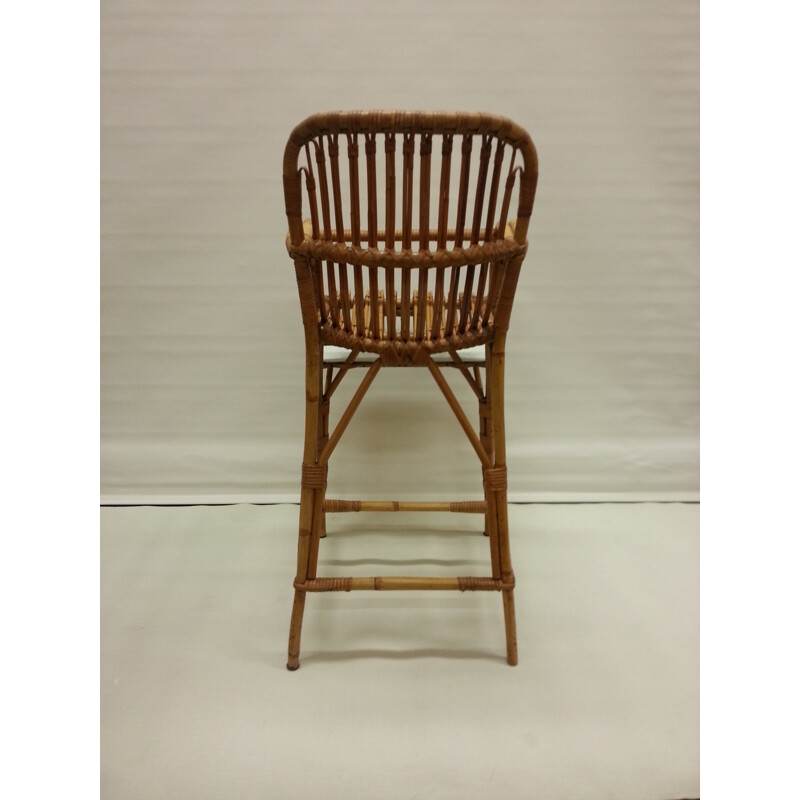 Mid-century Dutch rattan children's highchair - 1950s