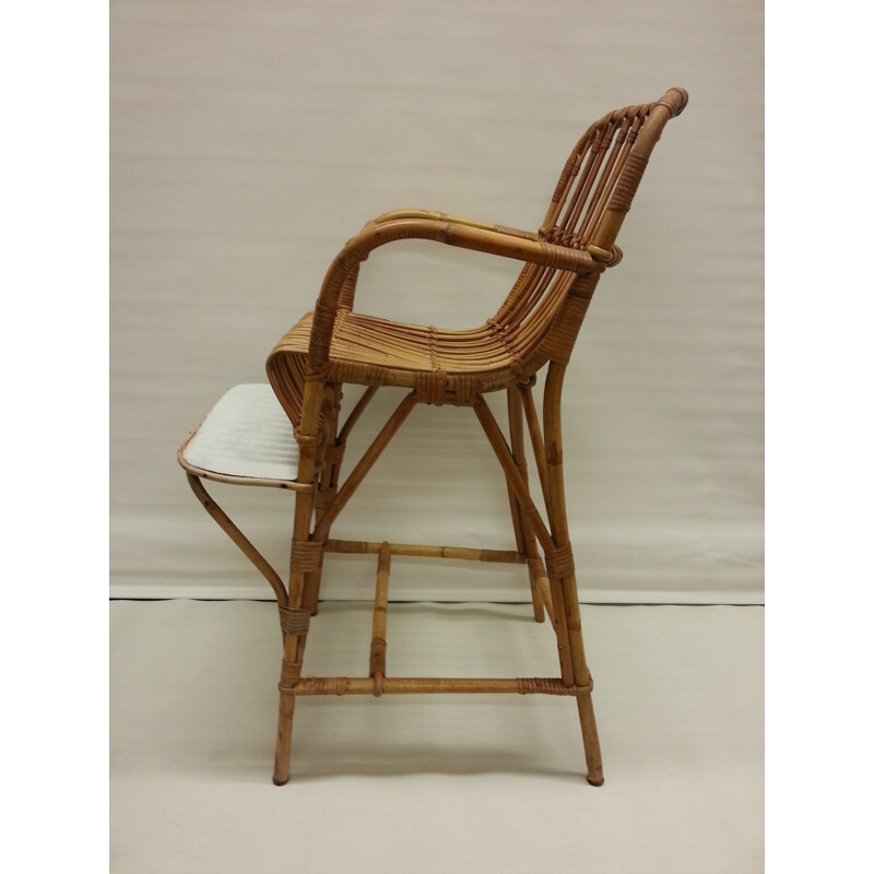 Mid-century Dutch rattan children's highchair - 1950s