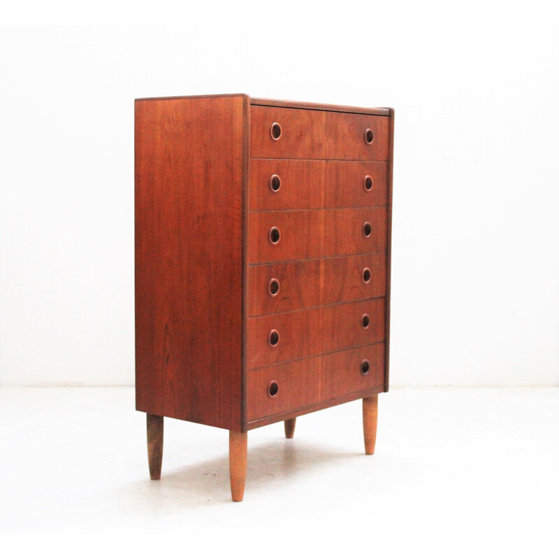 Scandinavian vintage teak chest of drawers by Borge Seindal for Westergaard Mobelfabrik, Denmark 1960