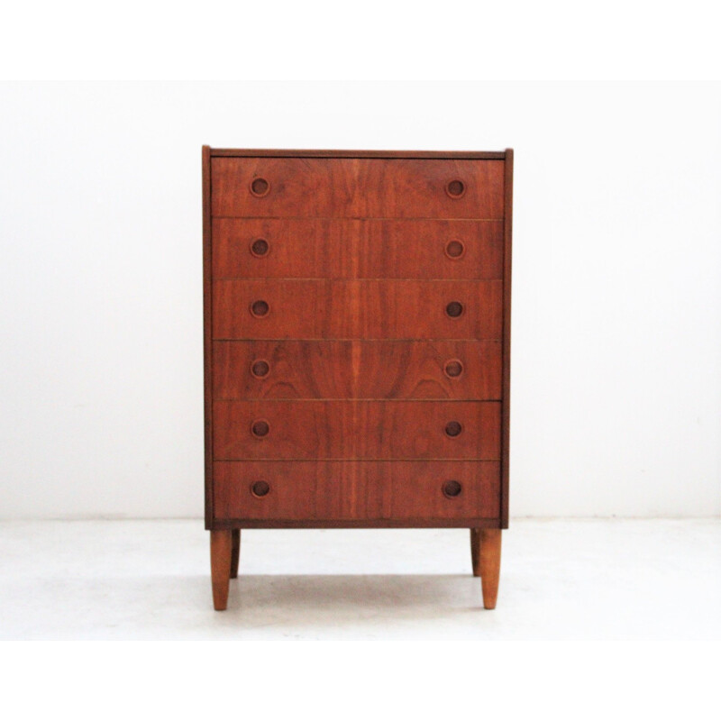 Scandinavian vintage teak chest of drawers by Borge Seindal for Westergaard Mobelfabrik, Denmark 1960