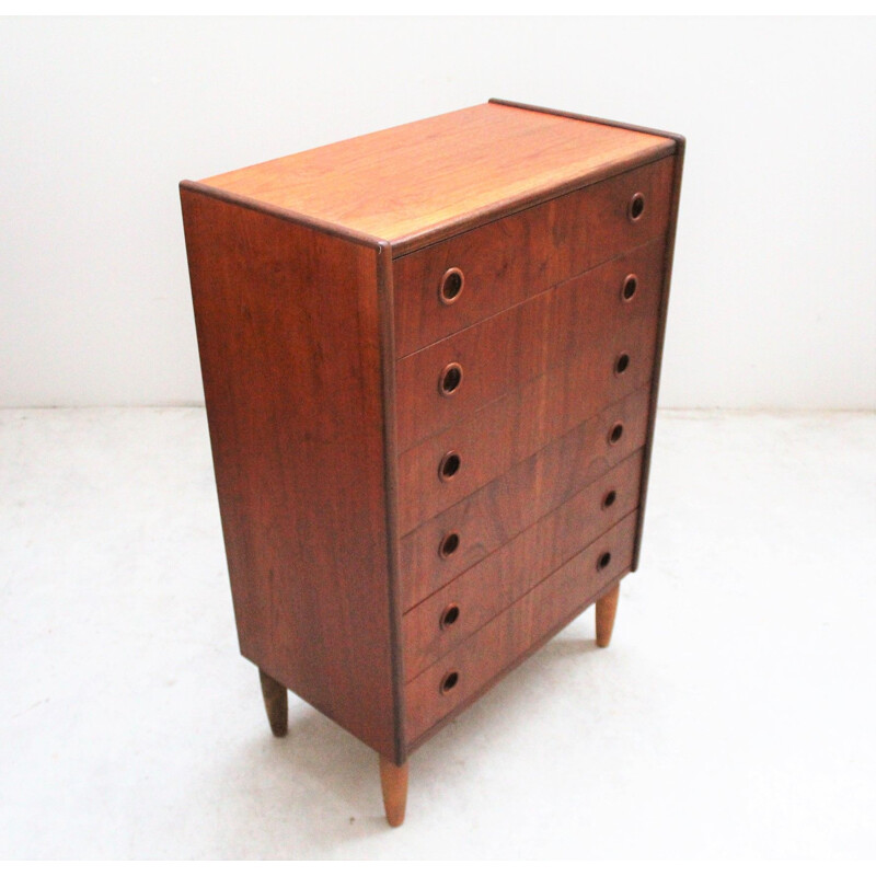 Scandinavian vintage teak chest of drawers by Borge Seindal for Westergaard Mobelfabrik, Denmark 1960