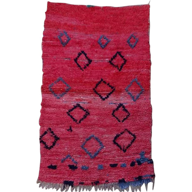 Tapete Berbere Vintage Azilal tecido em lã natural, Marrocos