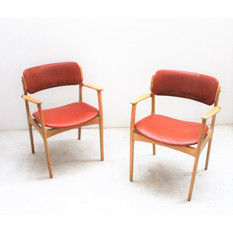 Pair of vintage Scandinavian leather armchairs by Erik Buch for O.D. Mobler, 1970