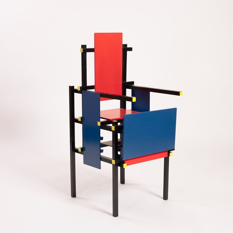 Vintage childrens dinner chair by Gerrit Rietveld, 1980s