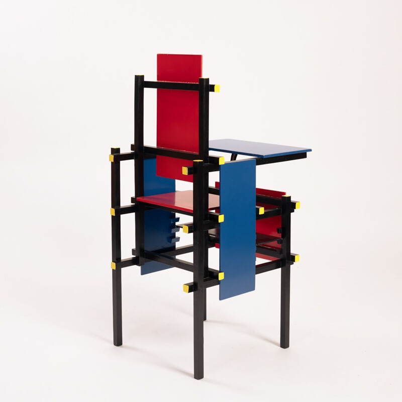 Vintage childrens dinner chair by Gerrit Rietveld, 1980s