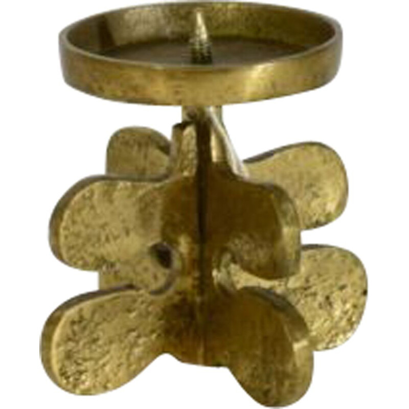 Vintage Brutalist bronze candlestick by Guiseppe Gallo, Italy 1960
