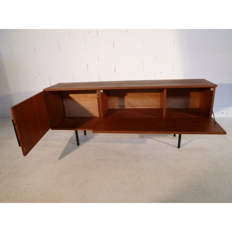 Vintage mahogany and metal sideboard, French design - 1950s