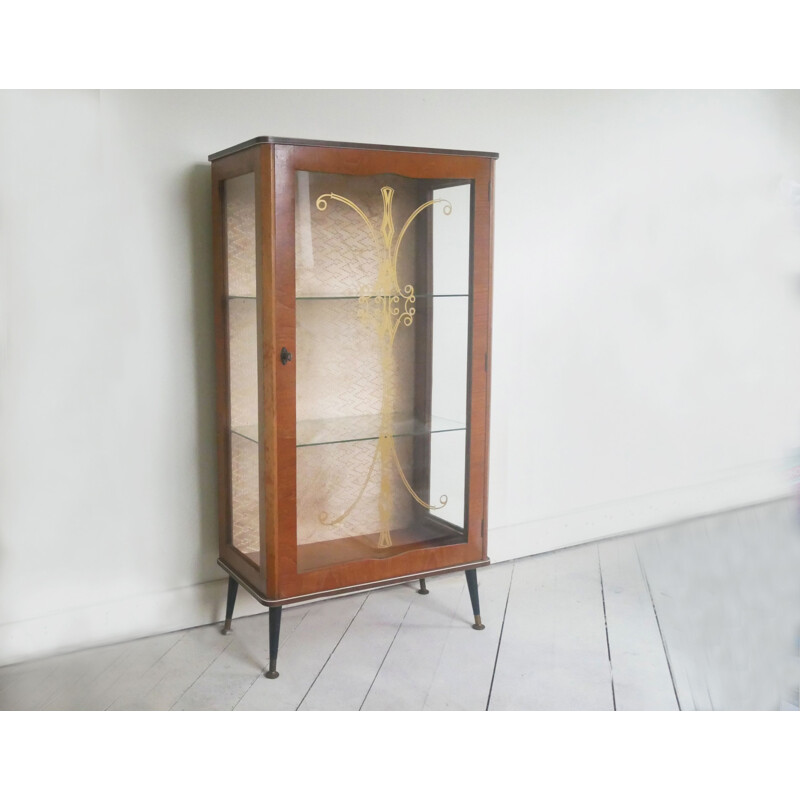 Mid century teak and glass display cabinet
