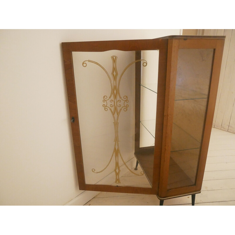 Mid century teak and glass display cabinet