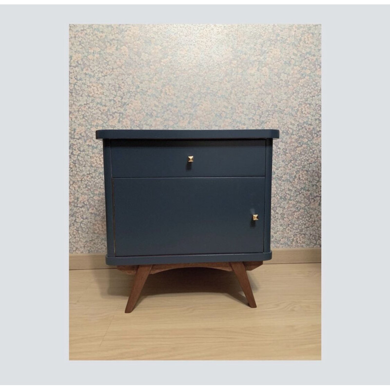 Vintage night stand in night blue, 1950-1960