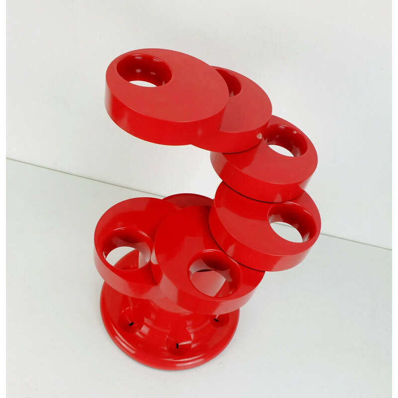 Italian vintage umbrella stand in red plastic by Giancarlo Piretti for Anonima Castelli, 1970s