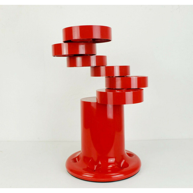 Italian vintage umbrella stand in red plastic by Giancarlo Piretti for Anonima Castelli, 1970s