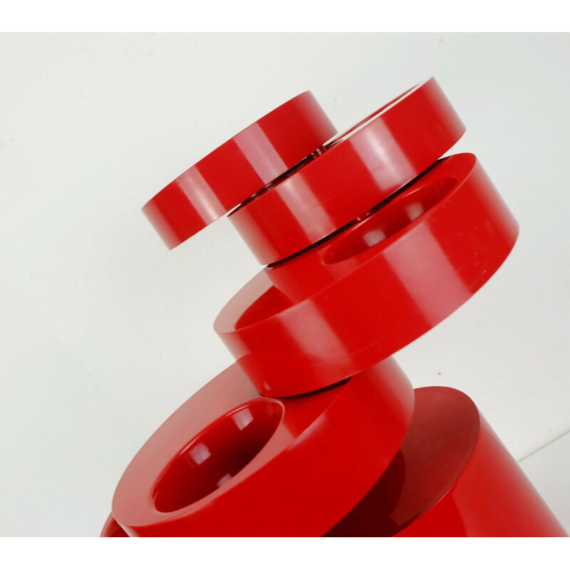 Italian vintage umbrella stand in red plastic by Giancarlo Piretti for Anonima Castelli, 1970s