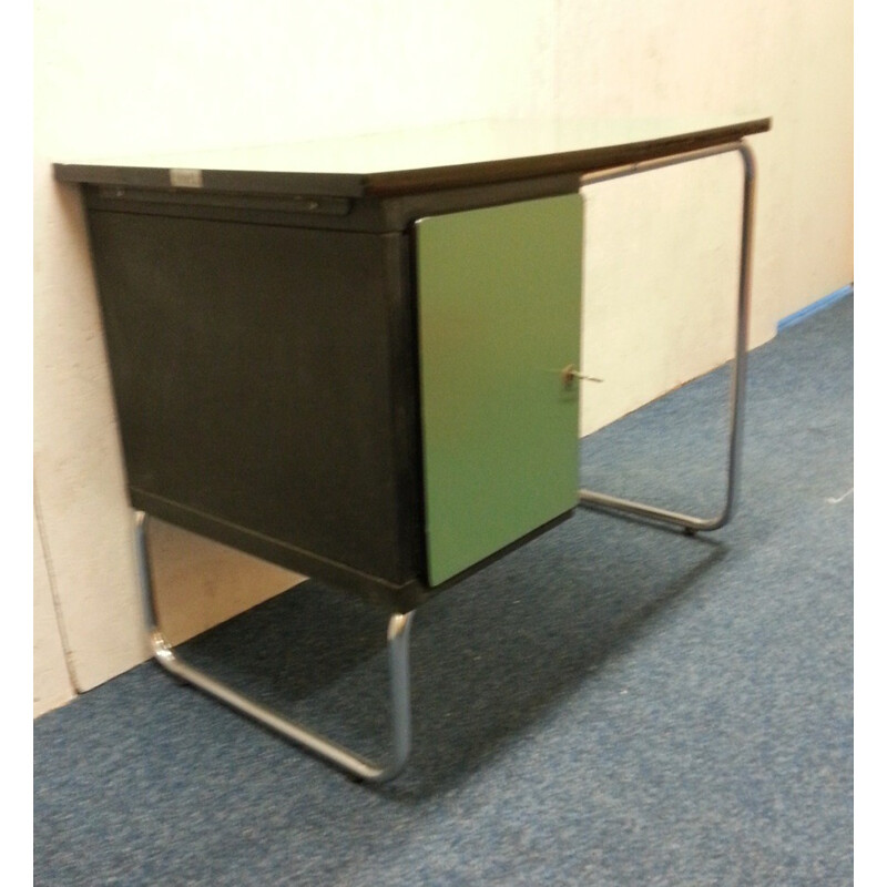 Belgian Torck desk in green formica and chromed steel - 1950s