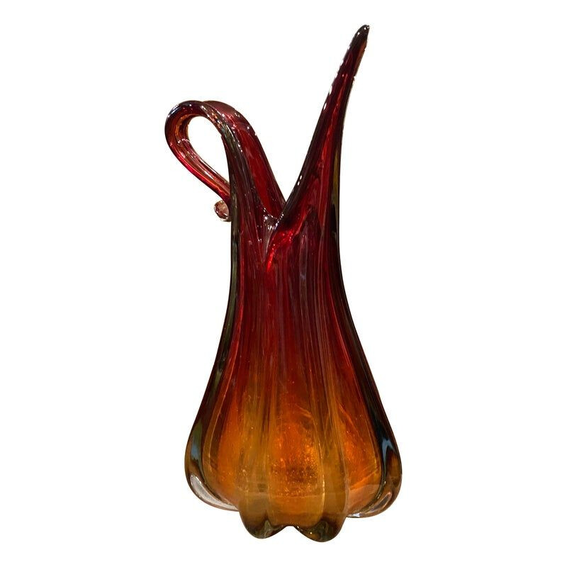 Mid-century red Murano glass vase by Flavio Poli for Seguso, 1970s