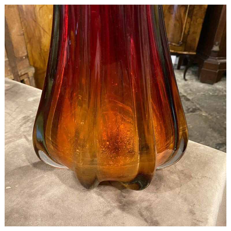 Mid-century red Murano glass vase by Flavio Poli for Seguso, 1970s