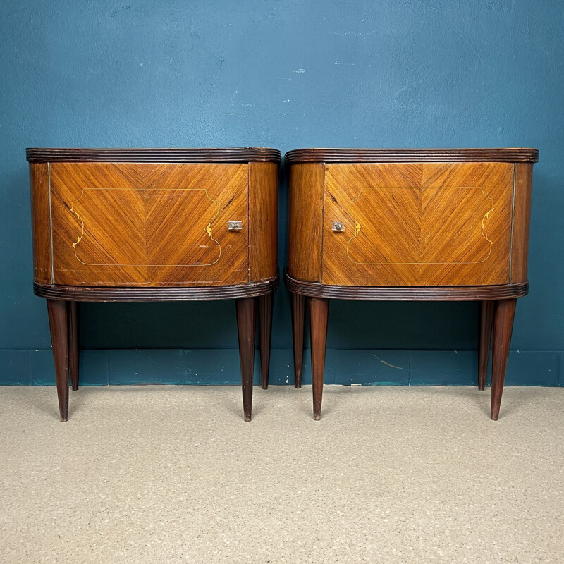 Pair of vintage wood night stands, Italy 1960s 