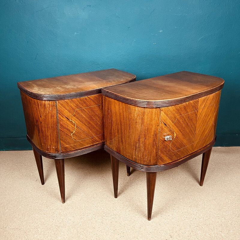 Pair of vintage wood night stands, Italy 1960s 