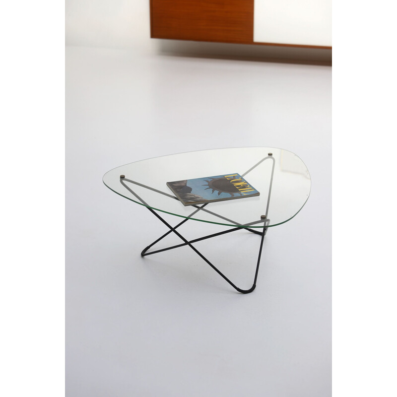 Vintage glass coffee table by Jacques Tournus for Airborne, 1954