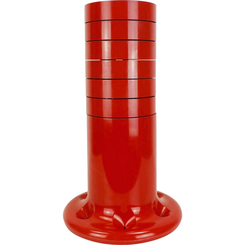 Italian vintage umbrella stand in red plastic by Giancarlo Piretti for Anonima Castelli, 1970s