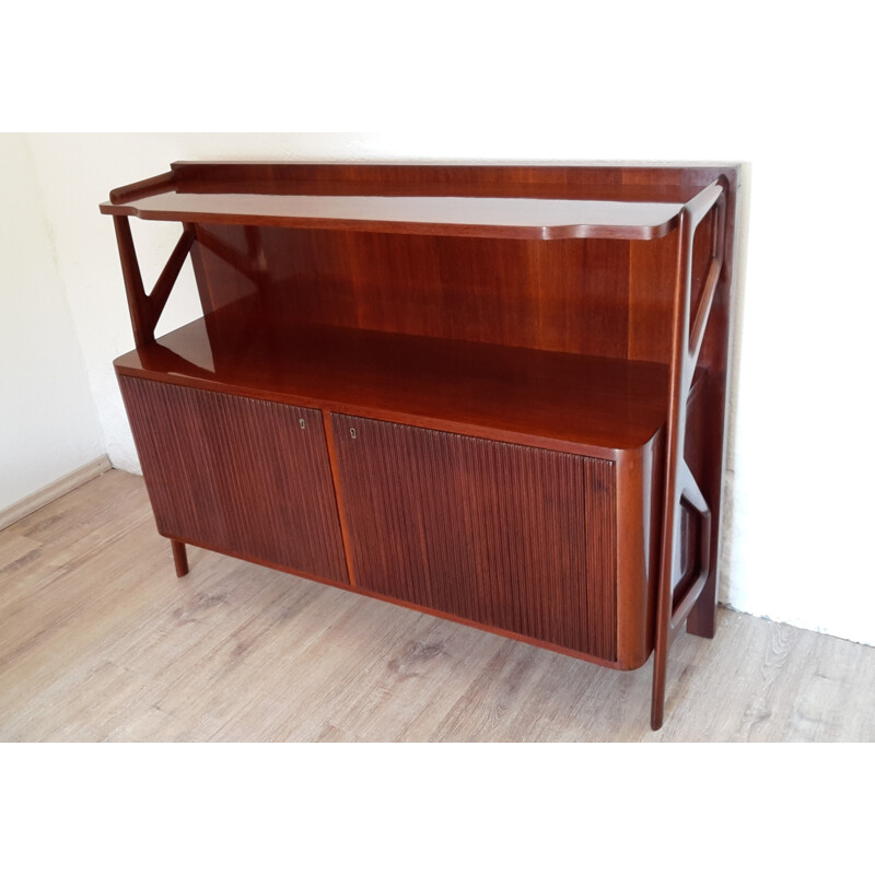 Italian cabinet in rosewood with tambour doors, Emilian RONCORRONI - 1950s 