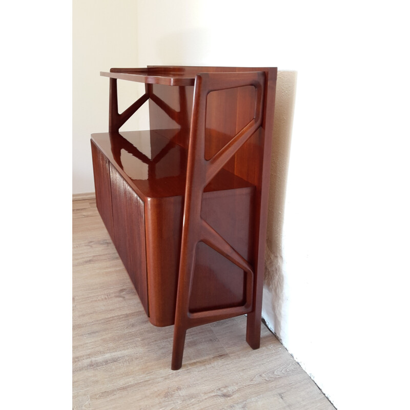 Italian cabinet in rosewood with tambour doors, Emilian RONCORRONI - 1950s 